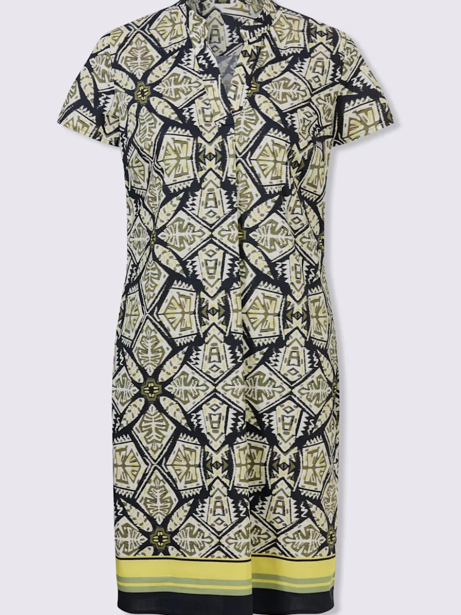 Robe imprimée col chemise avec plis sur devant
