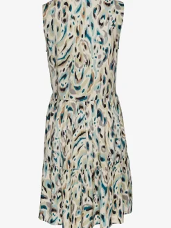 Robe imprimée col V avec larges bretelles et patte de boutonnage