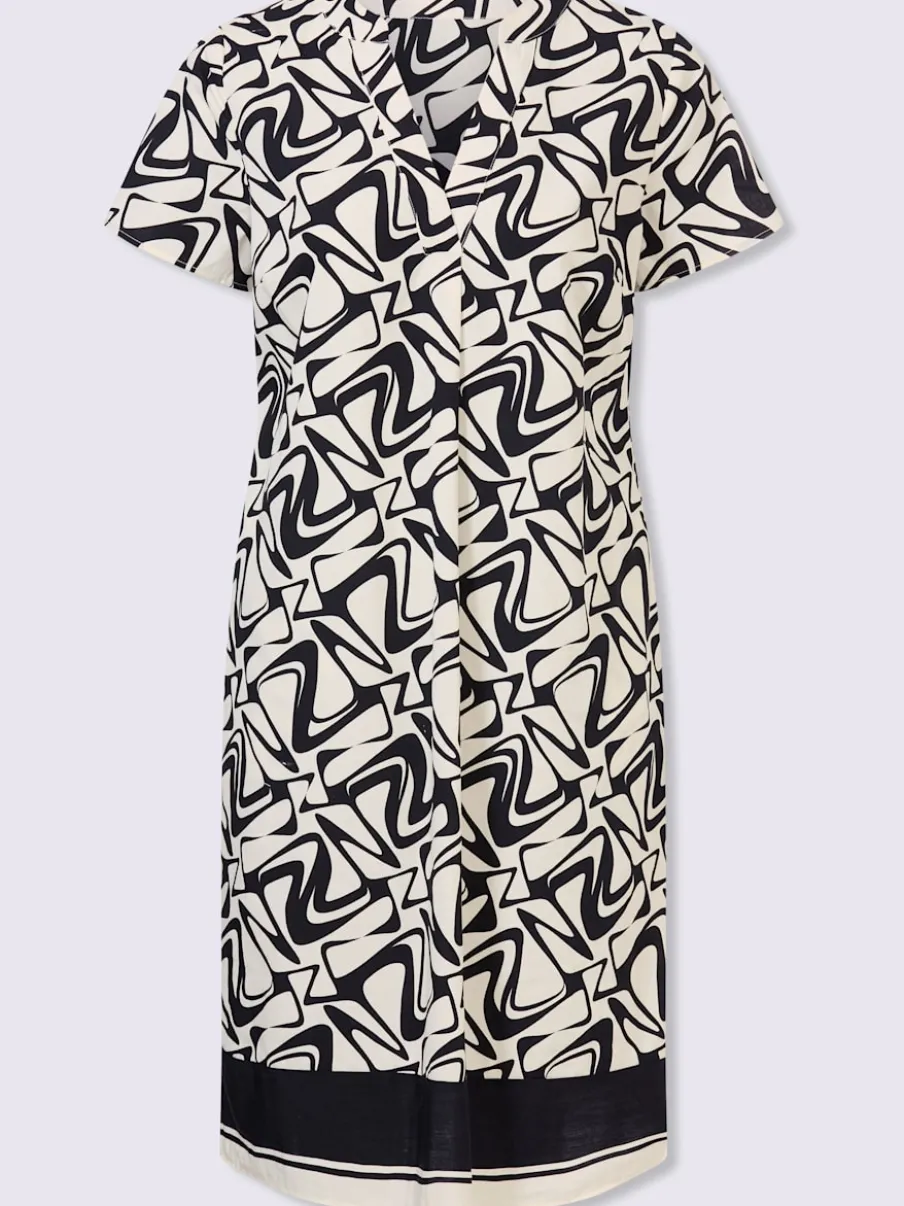 Robe imprimée coton à encolure V et poches cousues