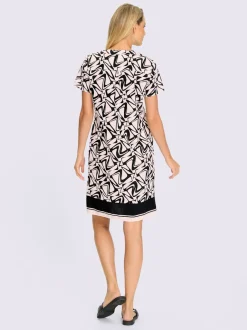 Robe imprimée coton à encolure V et poches cousues