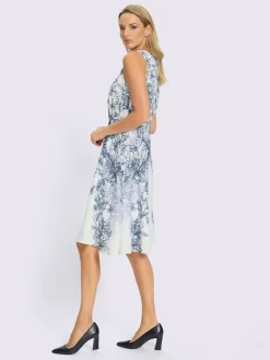 Robe imprimée fleurie à encolure carrée et jupe évasée