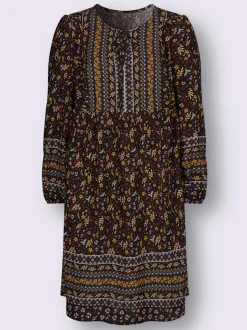 Robe imprimée florale avec col en V et manches longues