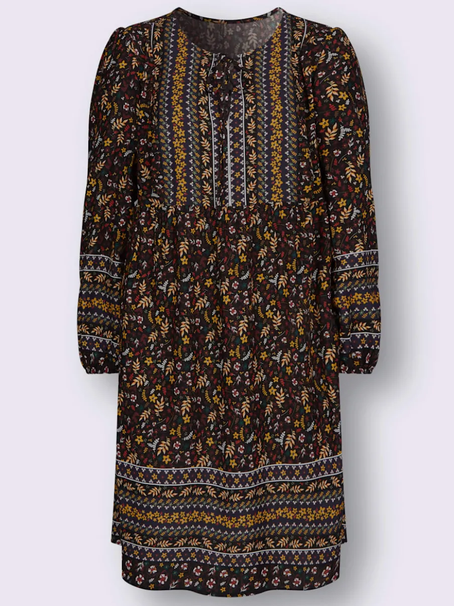 Robe imprimée florale avec col en V et manches longues