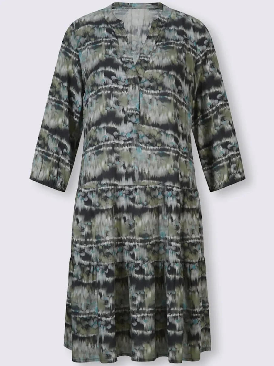 Robe imprimée tissée à encolure V ouverte ajustée
