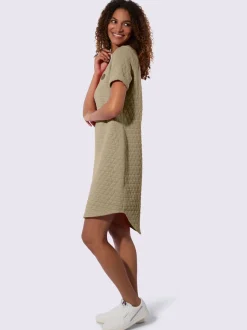 Robe jacquard avec encolure ronde manches fixes casual