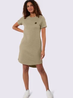 Robe jacquard avec encolure ronde manches fixes casual