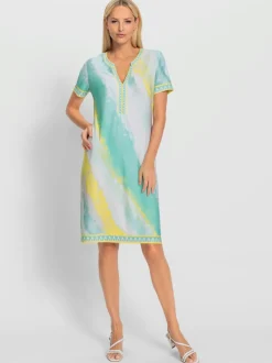 Robe jersey avec encolure V manches courtes motifs batik