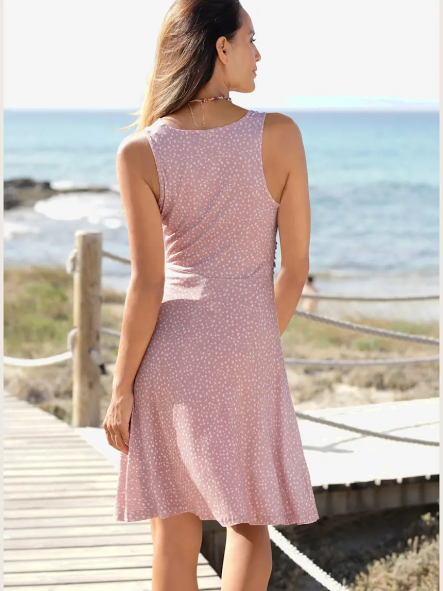 Robe jersey col v cache-cœur avec motifs délicats