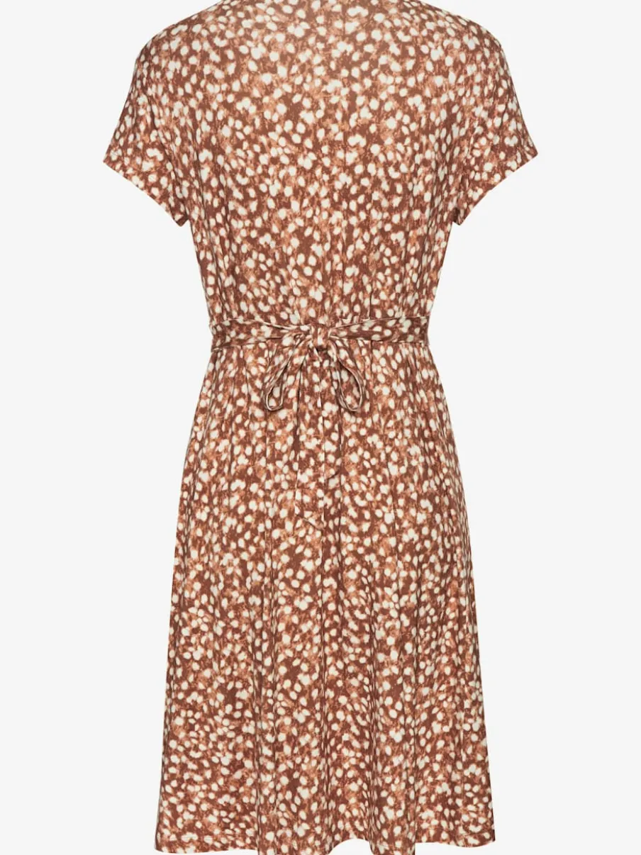 Robe jersey à encolure en V et fronces élégantes