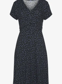 Robe jersey imprimée en v avec taille froncée