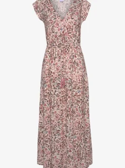 Robe longue avec col en V et fentes latérales