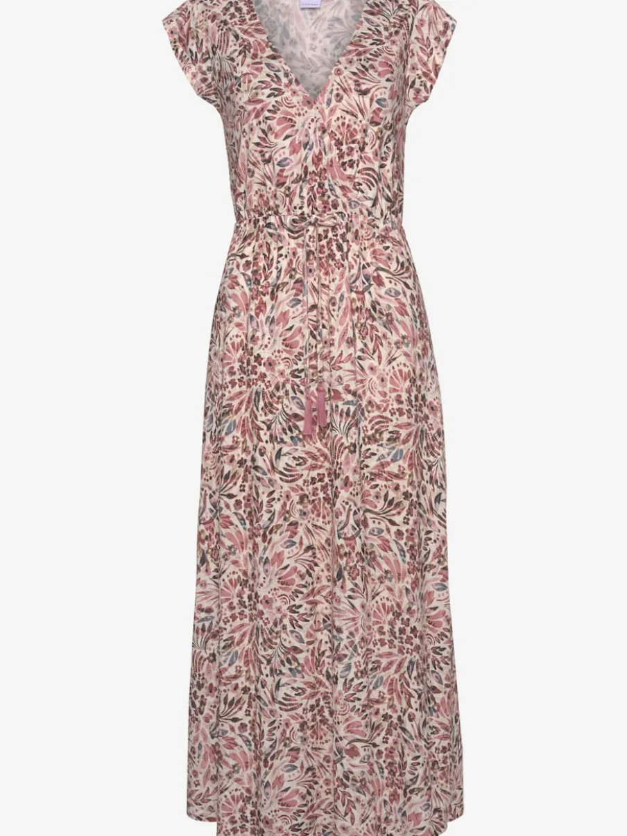 Robe longue avec col en V et fentes latérales
