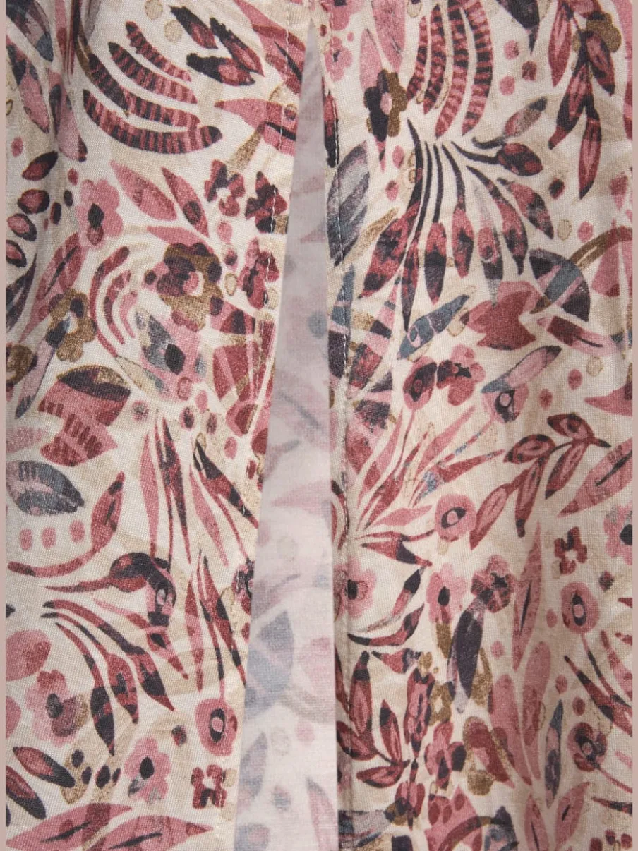 Robe longue avec col en V et fentes latérales