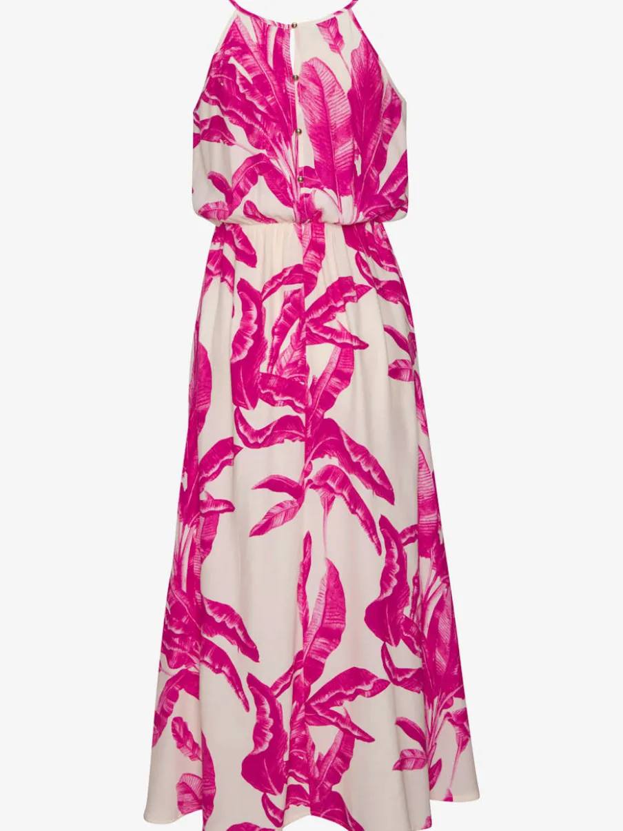 Robe longue avec encolure américaine et imprimé floral