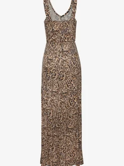 Robe longue avec encolure en v et fente latérale