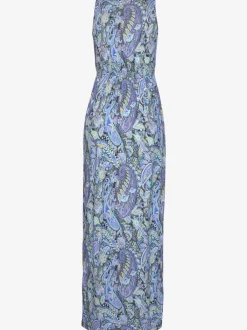 Robe longue avec encolure réglable et motifs floraux fluides