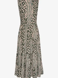 Robe longue avec encolure ronde à imprimé animal.