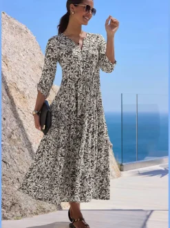 Robe longue avec encolure ronde