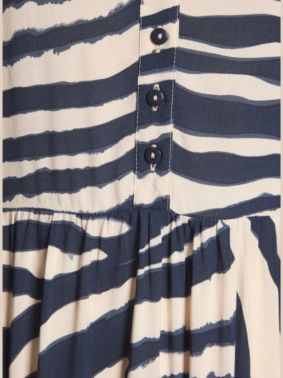 Robe longue avec encolure ronde et manches 3/4 à imprimé animal