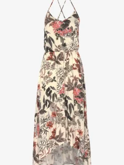 Robe longue avec encolure ronde et bretelles spaghetti réglables