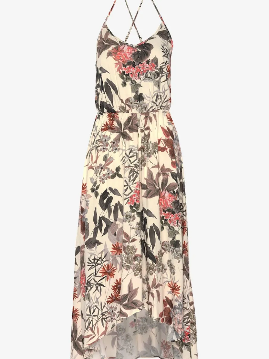 Robe longue avec encolure ronde et bretelles spaghetti réglables