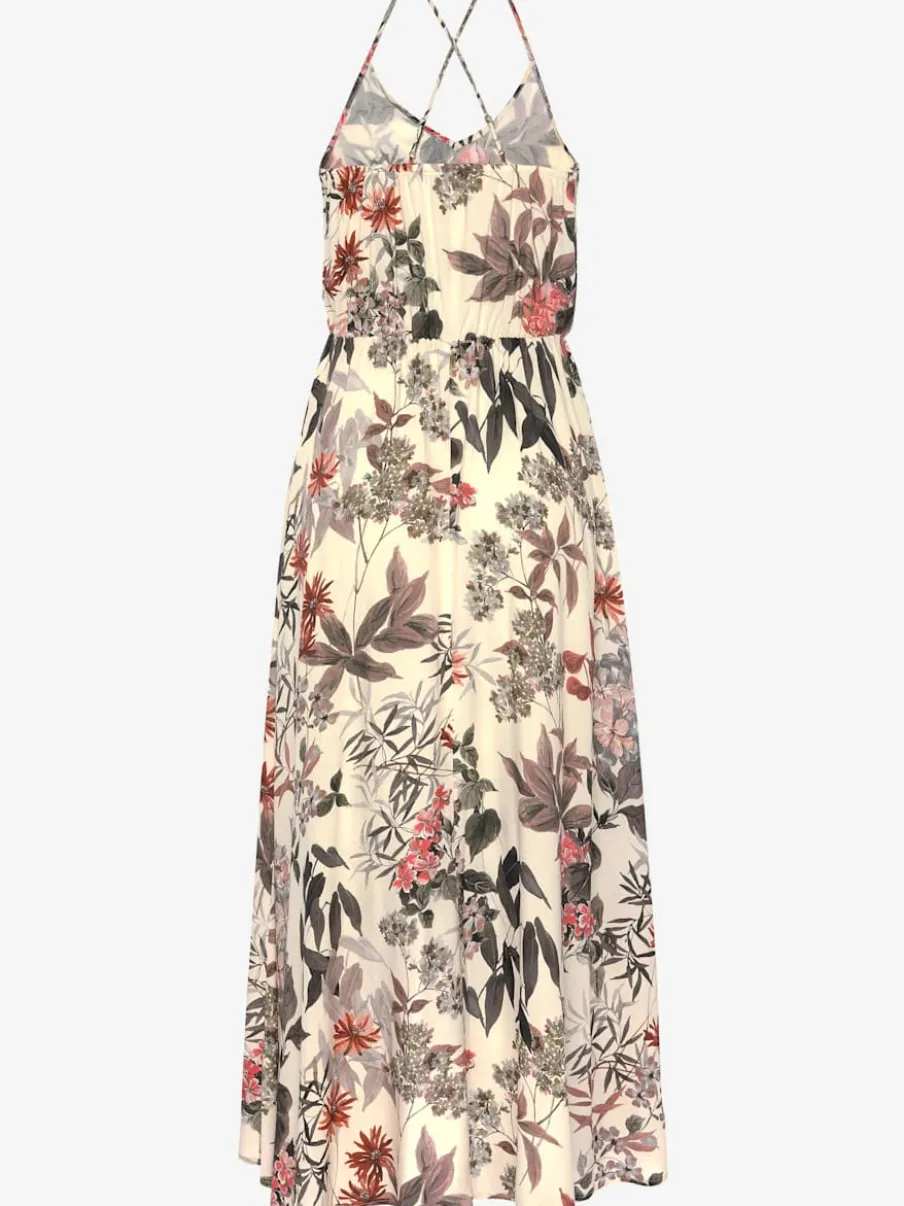 Robe longue avec encolure ronde et bretelles spaghetti réglables