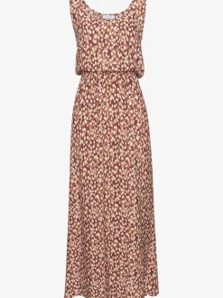 Robe longue avec taille élastiquée et fentes latérales