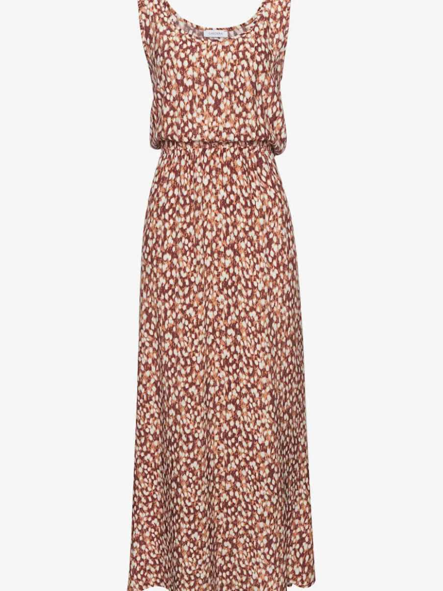 Robe longue avec taille élastiquée et fentes latérales