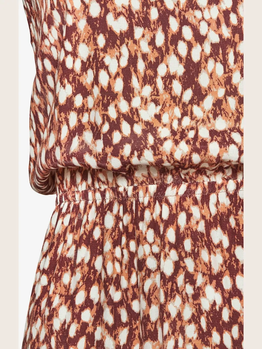 Robe longue avec taille élastiquée et fentes latérales
