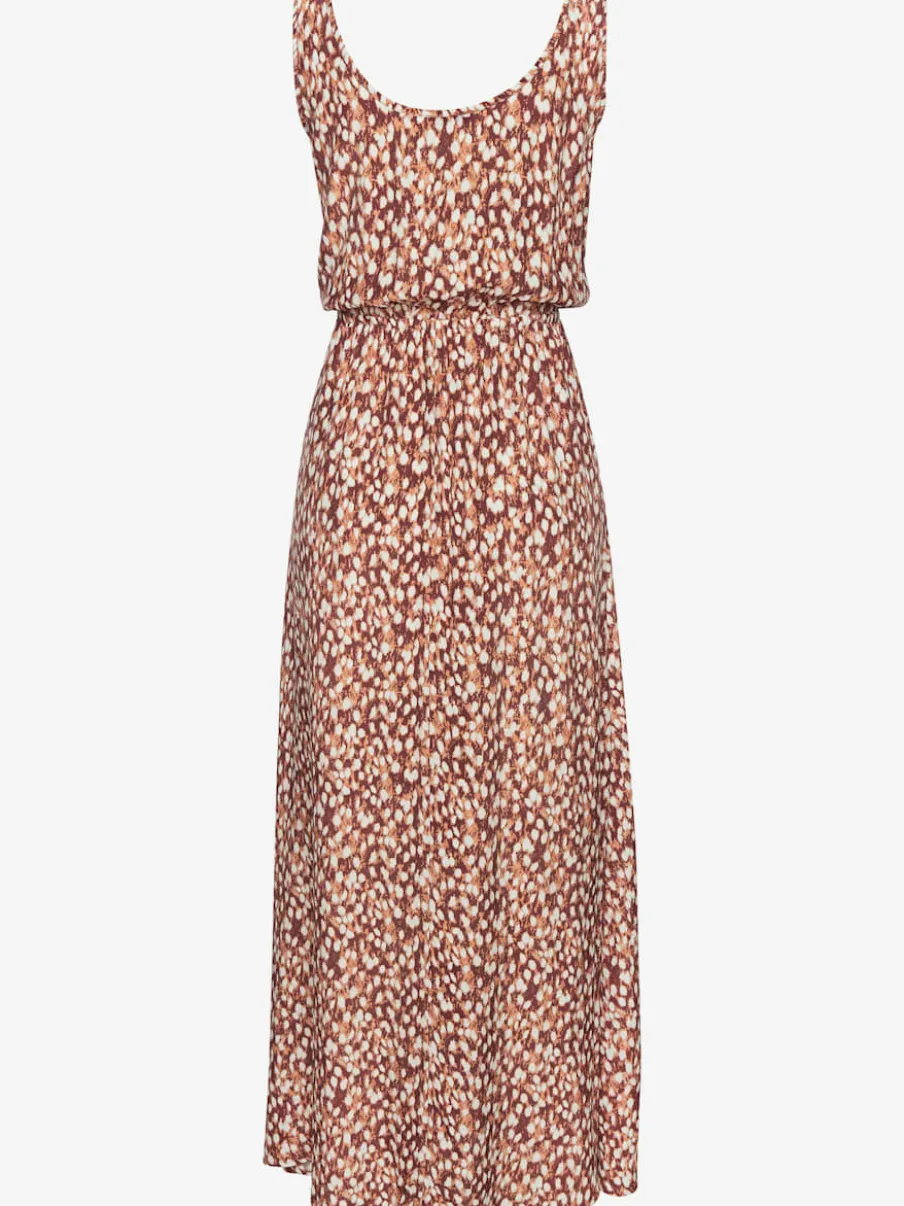 Robe longue avec taille élastiquée et fentes latérales