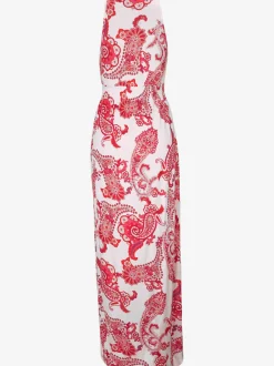 Robe longue à bretelles avec motif imprimé et taille smockée