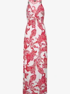 Robe longue à bretelles avec motif imprimé et taille smockée