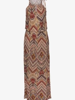 Robe longue à bretelles fines avec taille élastiquée et fentes