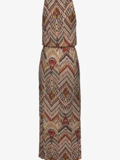 Robe longue à bretelles fines avec taille élastiquée et fentes