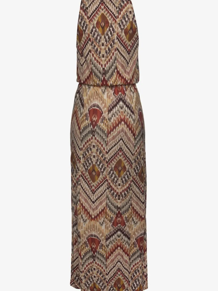 Robe longue à bretelles fines avec taille élastiquée et fentes