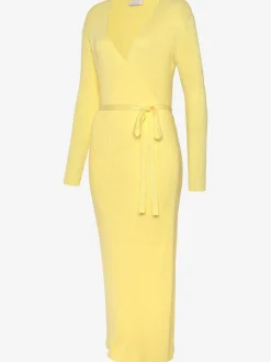 Robe longue cache-cœur en tricot avec ceinture ajustable