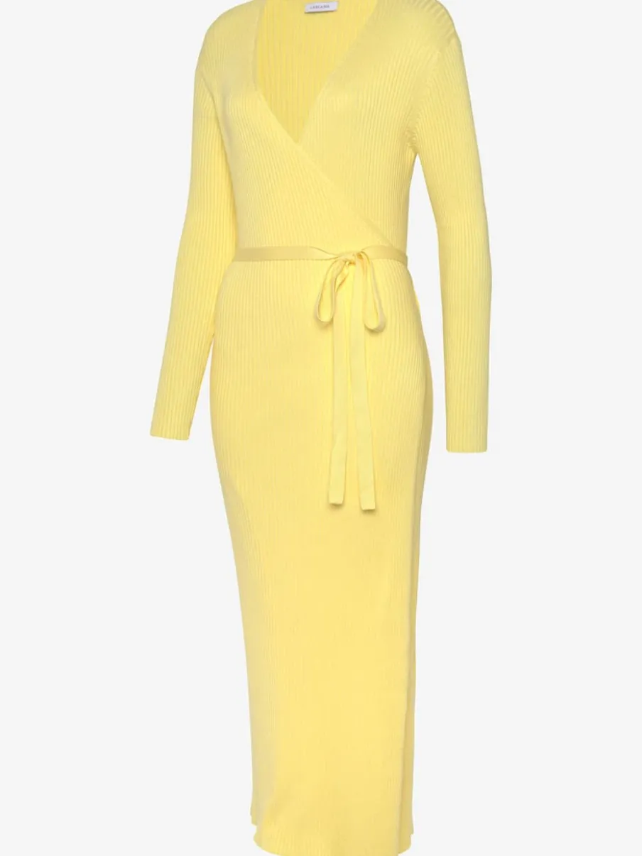Robe longue cache-cœur en tricot avec ceinture ajustable
