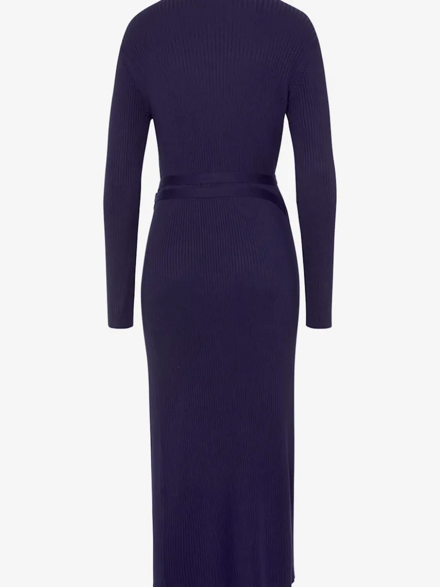 Robe longue cache-cœur en tricot avec ceinture ajustable