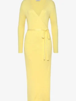 Robe longue cache-cœur en tricot avec ceinture ajustable