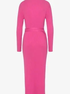 Robe longue cache-cœur en tricot avec ceinture ajustable