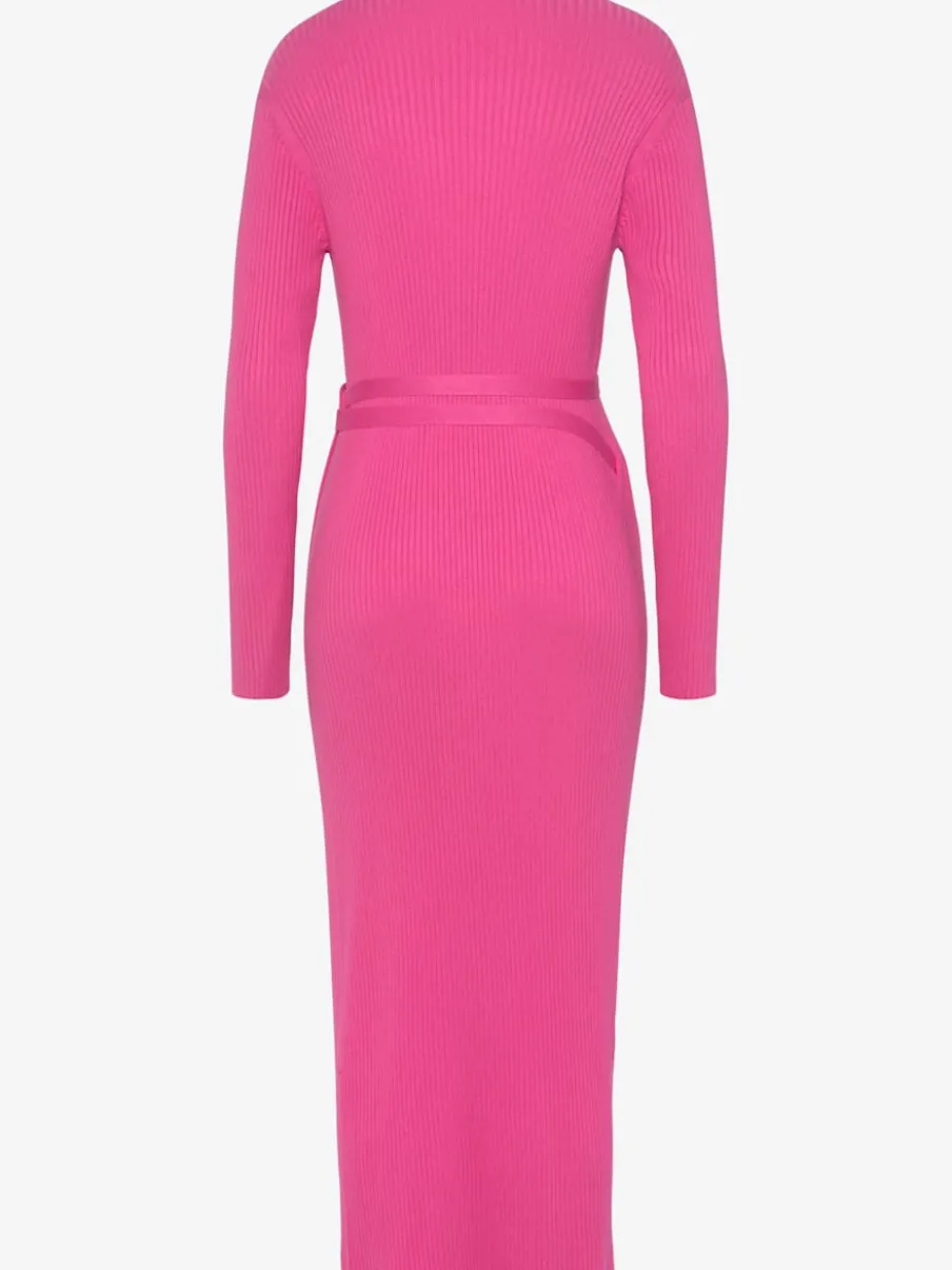 Robe longue cache-cœur en tricot avec ceinture ajustable