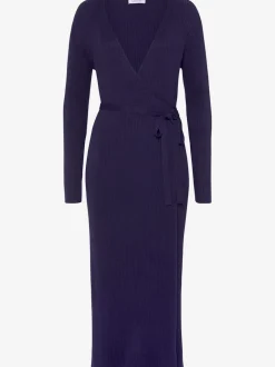 Robe longue cache-cœur en tricot avec ceinture ajustable