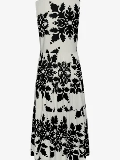 Robe longue col v à bordure avec motifs floraux