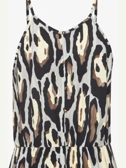 Robe longue à encolure américaine avec imprimé effet léopard