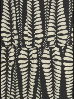 Robe longue à encolure américaine avec imprimé géométrique et taille élastiquée