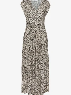 Robe longue encolure cache-cœur avec mancherons et poches