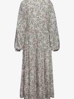 Robe longue encolure en V avec volants imprimés