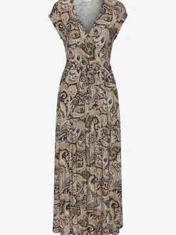 Robe longue encolure en V effet cache-cœur avec ceinture amovible et imprimé unique