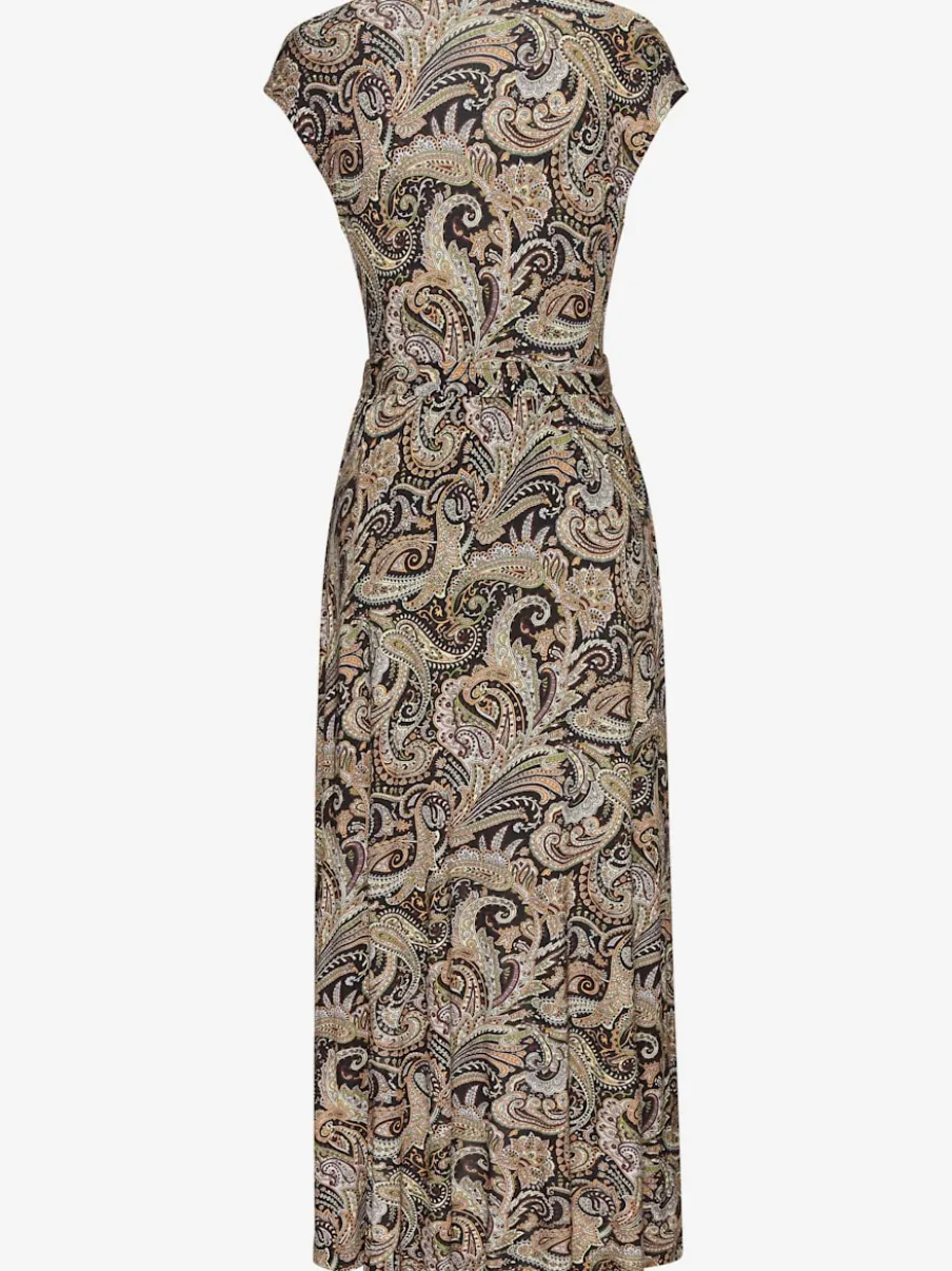 Robe longue encolure en V effet cache-cœur avec ceinture amovible et imprimé unique