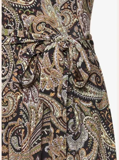 Robe longue encolure en V effet cache-cœur avec ceinture amovible et imprimé unique